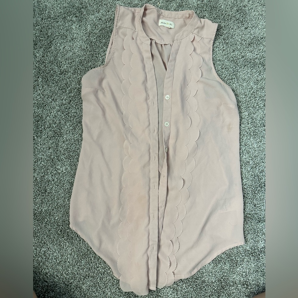 Anthropologie Pink Sleeveless Buttondown Top